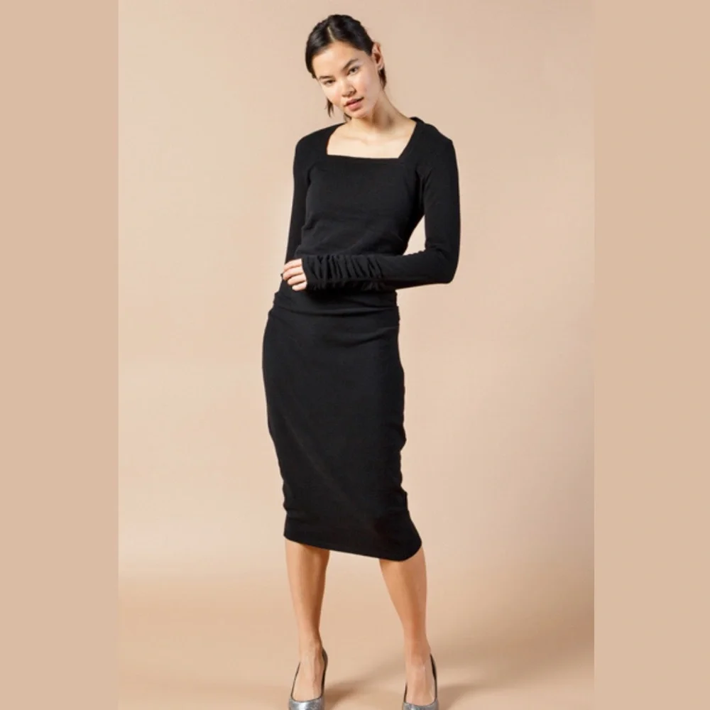 Lavender Cashmere Dress w Long Sleeves| Knit Midi Sweater Dress Womens S,M,L,XL - Picture 6 of 15